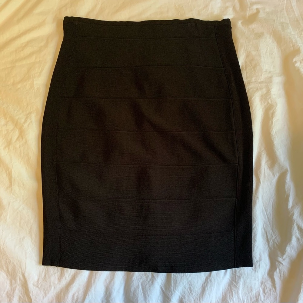 Calvin Klein Ribbed Black Midi Skirt